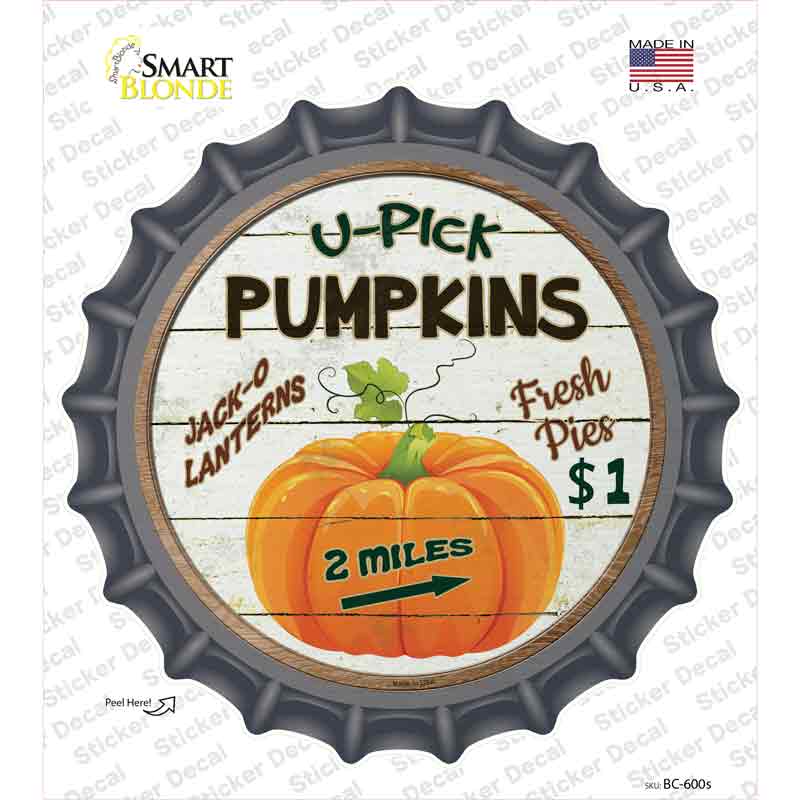 BC-600s-M U Pick Pumpkins Novelty Bottle Cap Sticker Decal - Medium