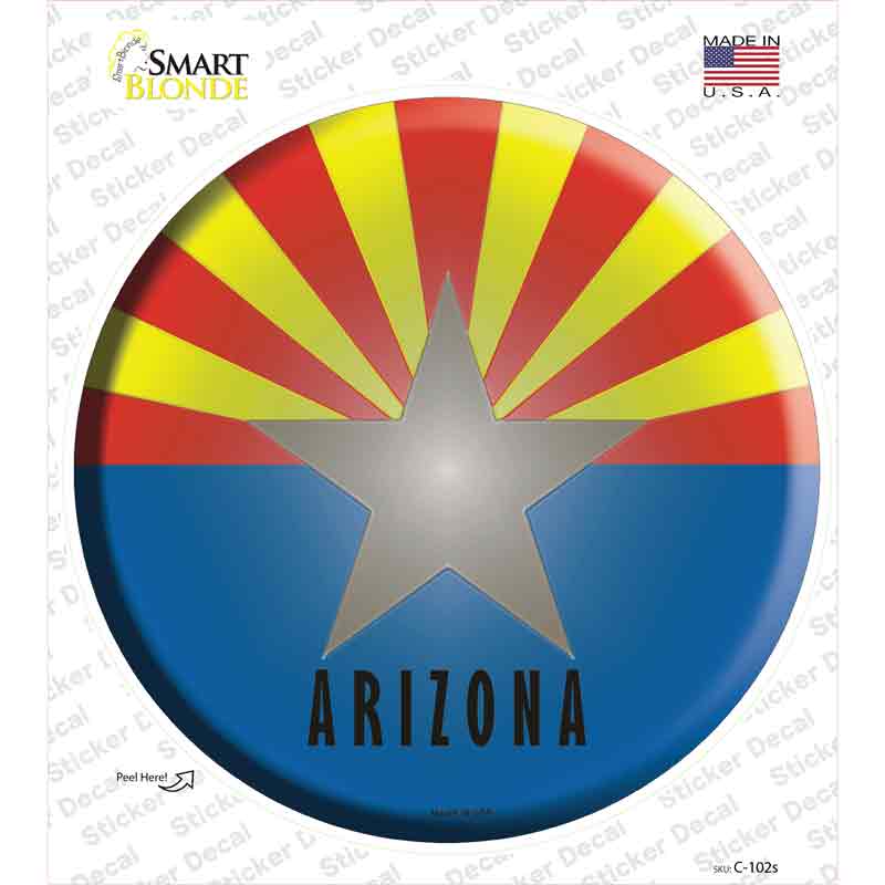 C-102s-M Arizona State Flag Novelty Circle Sticker Decal - Medium