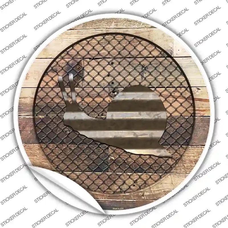 C-1033s-S Snail on Wood Novelty Circle Sticker Decal - Small