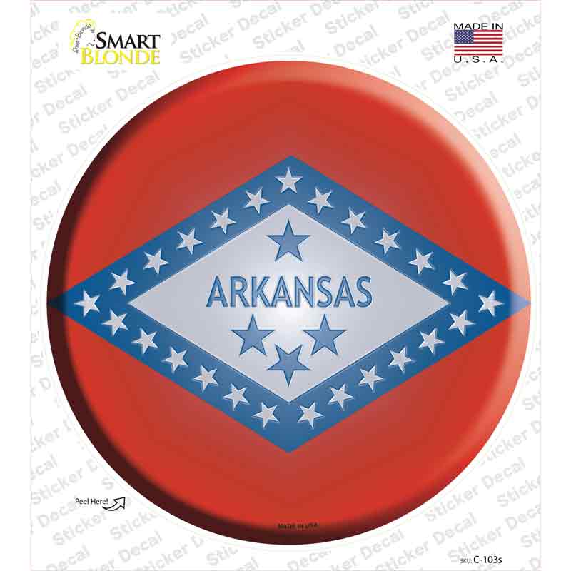 C-103s-M Arkansas State Flag Novelty Circle Sticker Decal - Medium