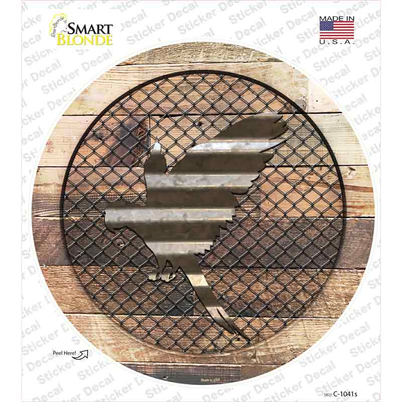 C-1041s-M Parrot on Wood Novelty Circle Sticker Decal - Medium
