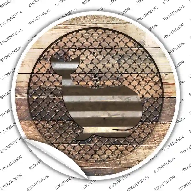 C-1051s-XL Whale on Wood Novelty Circle Sticker Decal - Extra Large