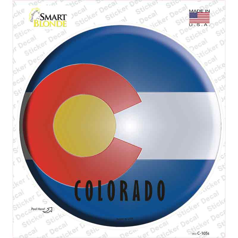 C-105s-M Colorado State Flag Novelty Circle Sticker Decal - Medium