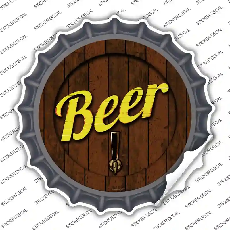 BC-658s-S Beer Keg Tap Novelty Bottle Cap Sticker Decal - Small
