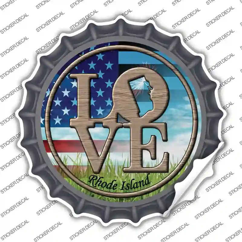 BC-704s-L Love Rhode Island Novelty Bottle Cap Sticker Decal - Large
