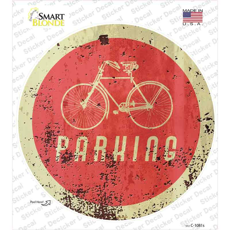 C-1081s-M Bicycle Parking Novelty Circle Sticker Decal - Medium