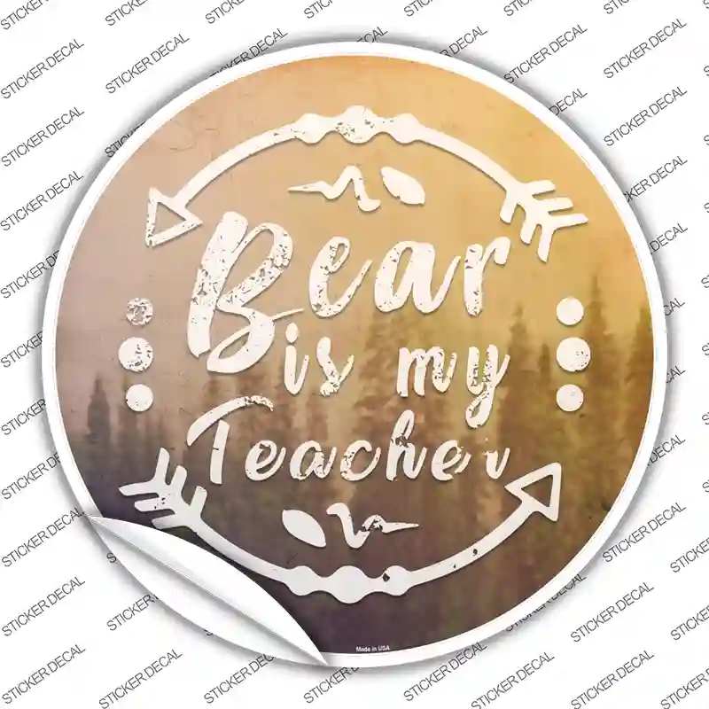 C-1082s-L Bear is My Teacher Novelty Circle Sticker Decal - Large