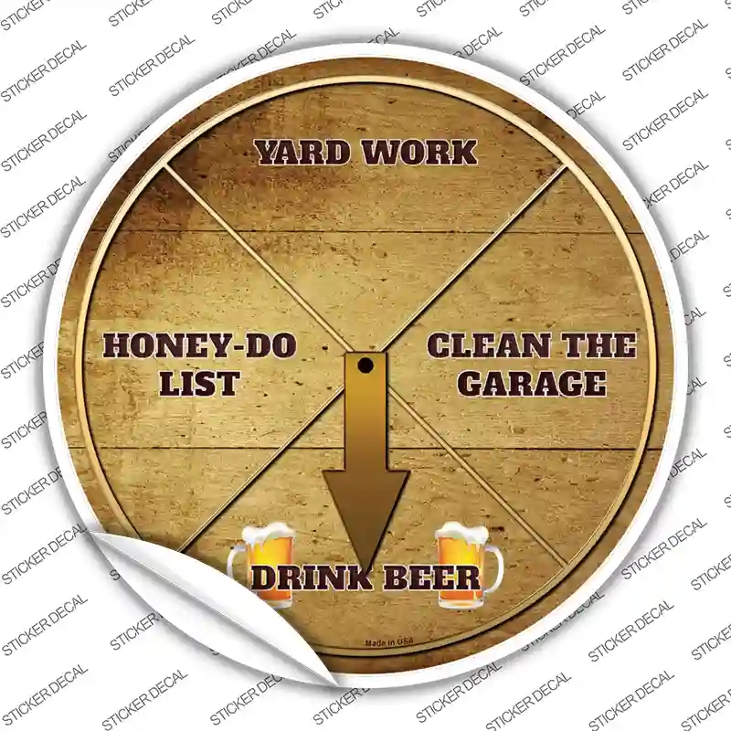 C-1126s-S Drink Beer Novelty Circle Sticker Decal - Small