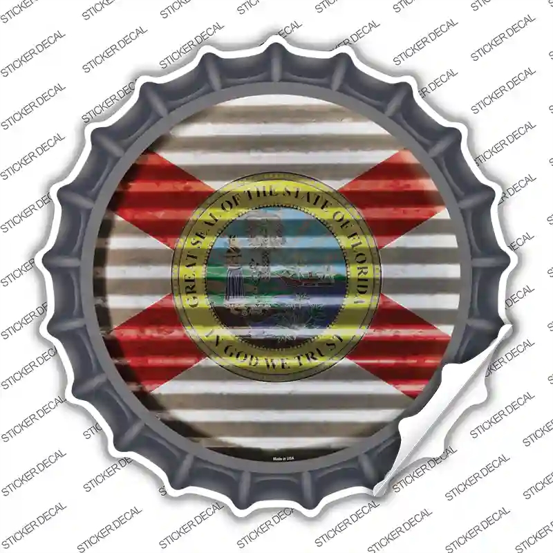BC-919s-L Florida Flag Corrugated Novelty Bottle Cap Sticker Decal - Large