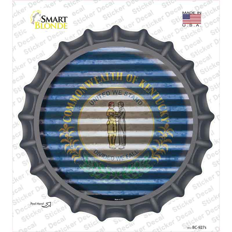 BC-927s-M Kentucky Flag Corrugated Novelty Bottle Cap Sticker Decal - Medium