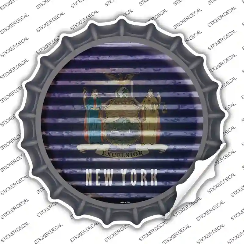 BC-942s-L   York Flag Corrugated Novelty Bottle Cap Sticker Decal - Large