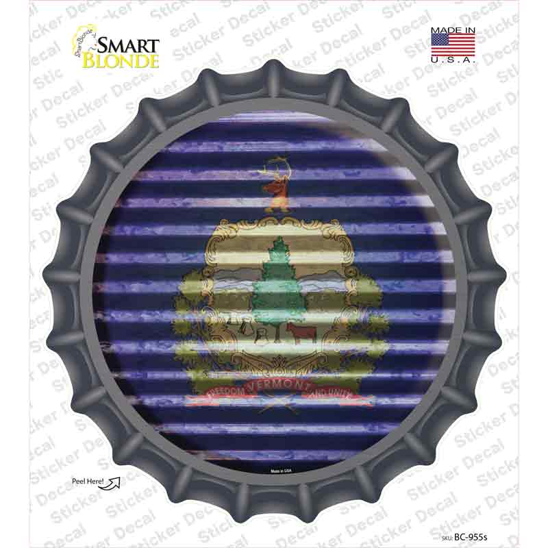 BC-955s-M Vermont Flag Corrugated Novelty Bottle Cap Sticker Decal - Medium