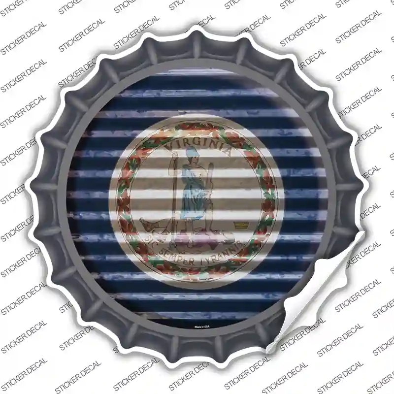 BC-956s-S Virginia Flag Corrugated Novelty Bottle Cap Sticker Decal - Small