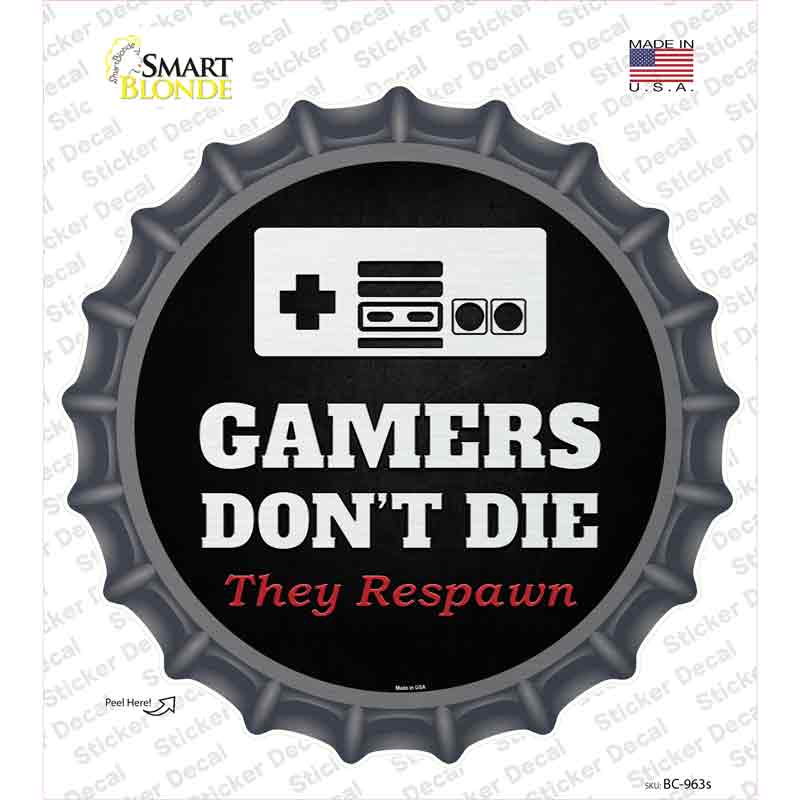 BC-963s-M NES Gamers Do Not Die Novelty Bottle Cap Sticker Decal - Medium
