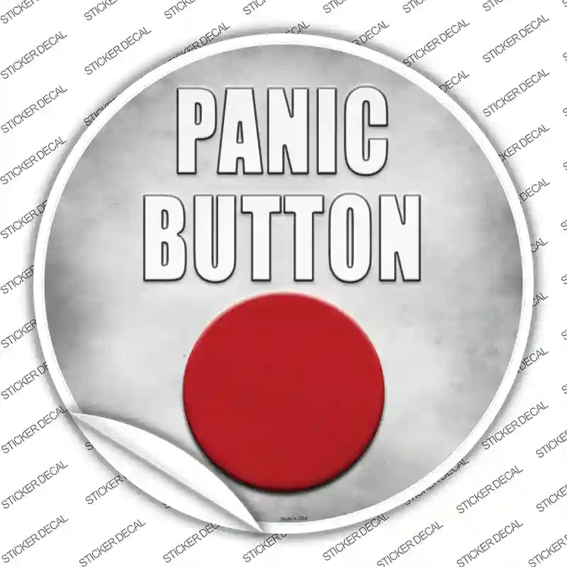 C-1155s-L Panic Button Novelty Circle Sticker Decal - Large