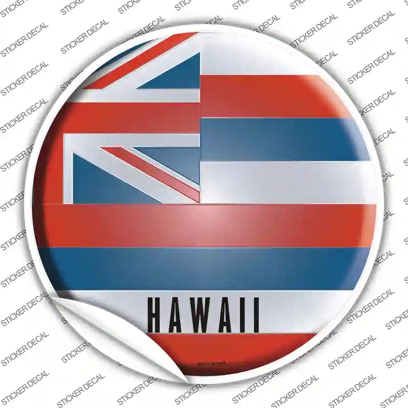 C-110s-S Hawaii State Flag Novelty Circle Sticker Decal - Small