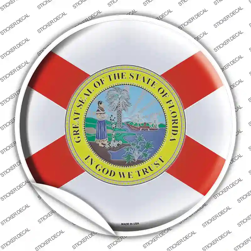 C-108s-L Florida State Flag Novelty Circle Sticker Decal - Large