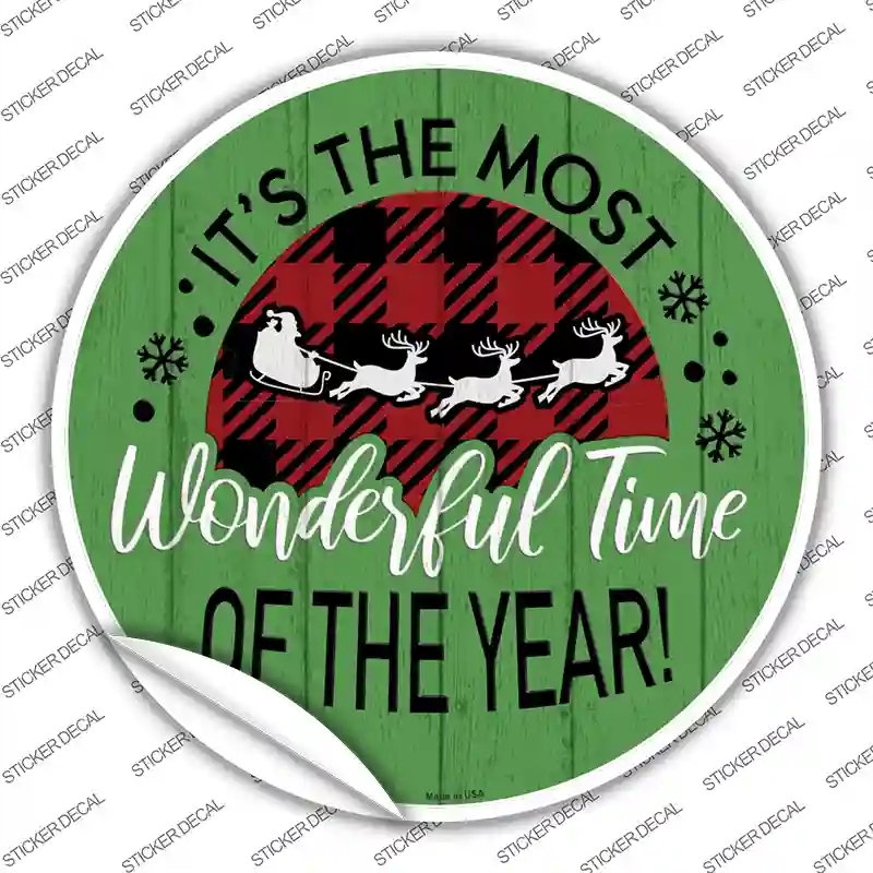 C-1352s-L Most Wonderful Time Novelty Circle Sticker Decal - Large