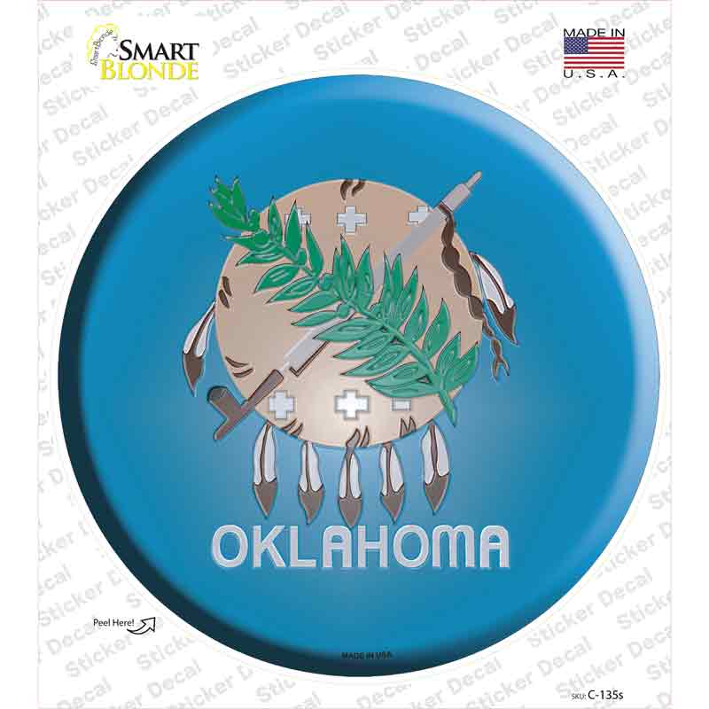 C-135s-M Oklahoma State Flag Novelty Circle Sticker Decal - Medium