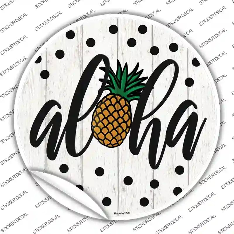 C-1372s-S Aloha Pineapple Novelty Circle Sticker Decal - Small