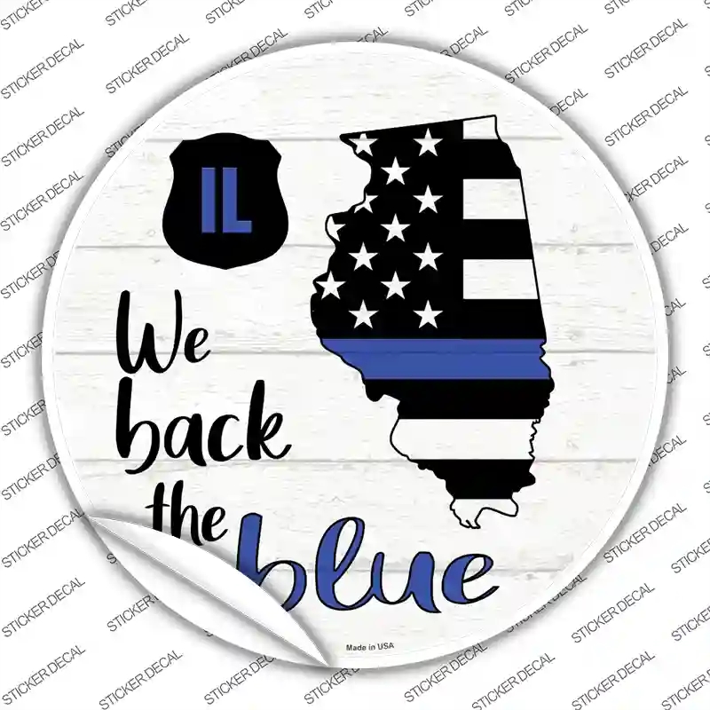 C-1242s-L Illinois Back the Blue Novelty Circle Sticker Decal - Large