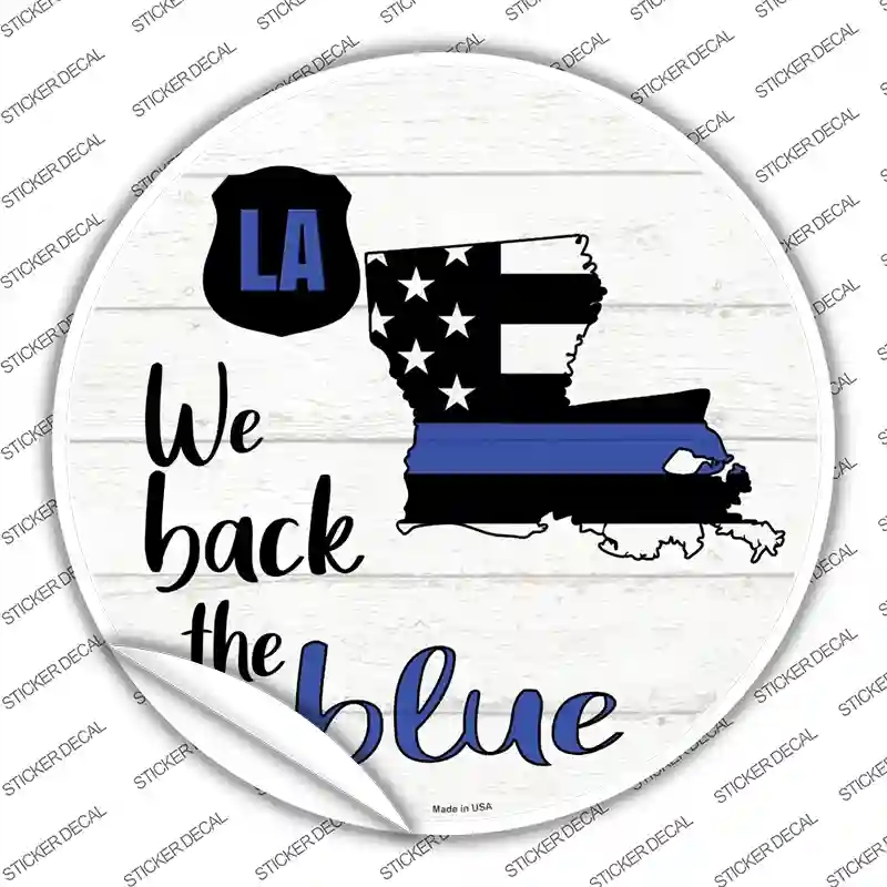 C-1247s-S Louisiana Back the Blue Novelty Circle Sticker Decal - Small