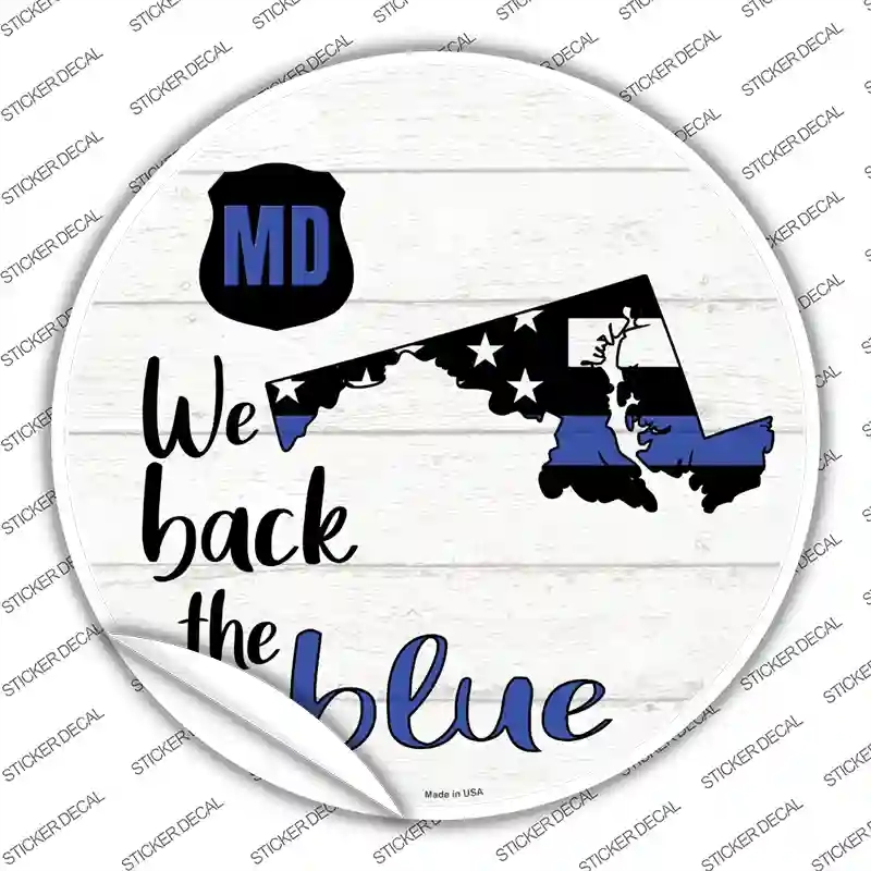 C-1249s-L Maryland Back the Blue Novelty Circle Sticker Decal - Large