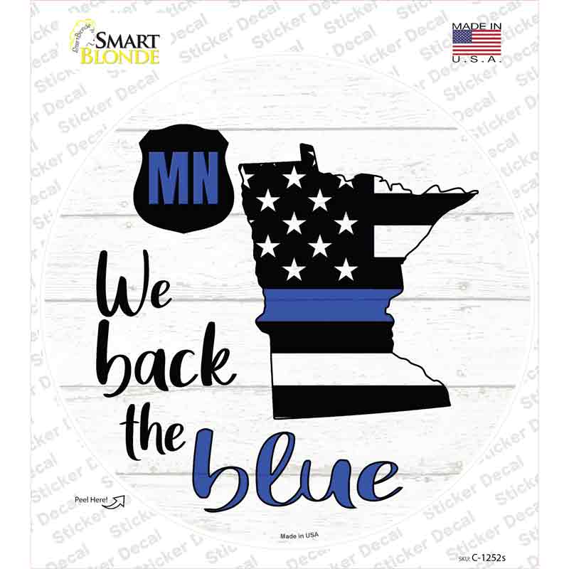C-1252s-M Minnesota Back the Blue Novelty Circle Sticker Decal - Medium