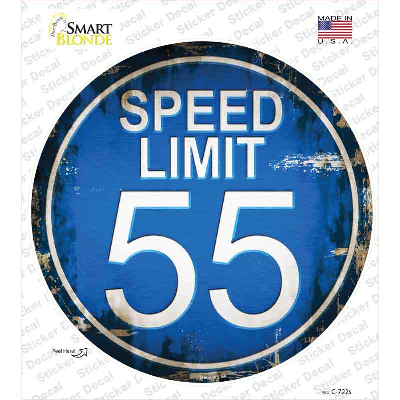 C-722s-M Speed Limit 55 Novelty Circle Sticker Decal - Medium