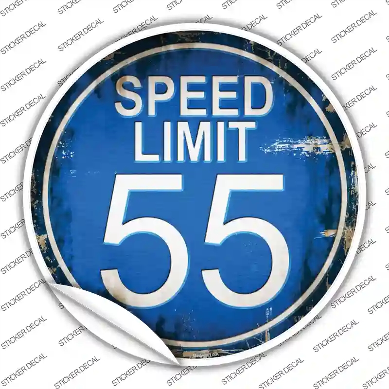 C-722s-S Speed Limit 55 Novelty Circle Sticker Decal - Small