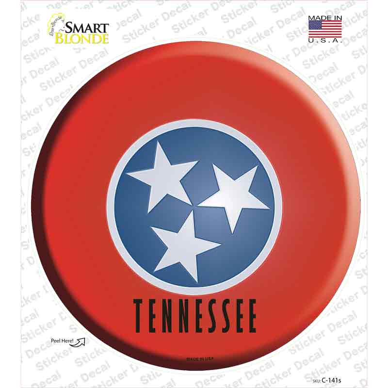 C-141s-M Tennessee State Flag Novelty Circle Sticker Decal - Medium