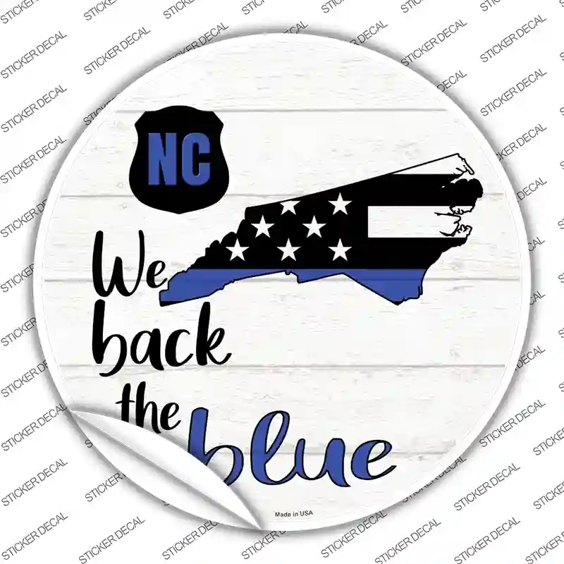 C-1262s-L North Carolina Back the Blue Novelty Circle Sticker Decal - Large