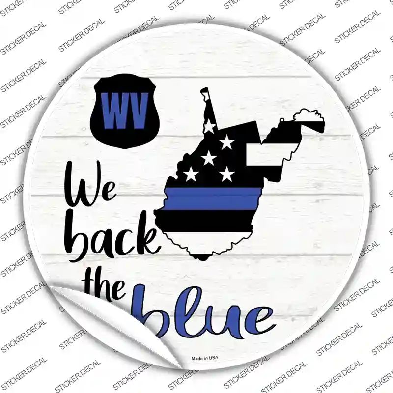 C-1277s-S West Virginia Back the Blue Novelty Circle Sticker Decal - Small