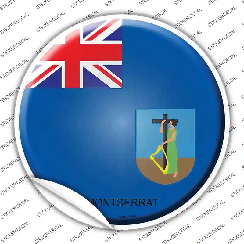 C-357s-S Montserrat Country Novelty Circle Sticker Decal - Small