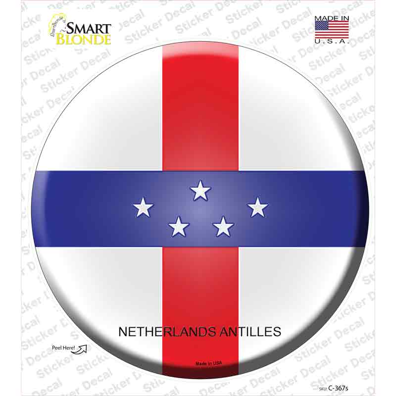 C-367s-M Netherlands Artilles Country Novelty Circle Sticker Decal - Medium