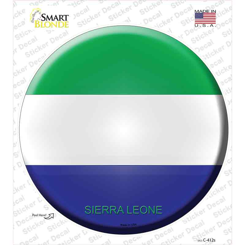 C-412s-M Sierra Leone Country Novelty Circle Sticker Decal - Medium