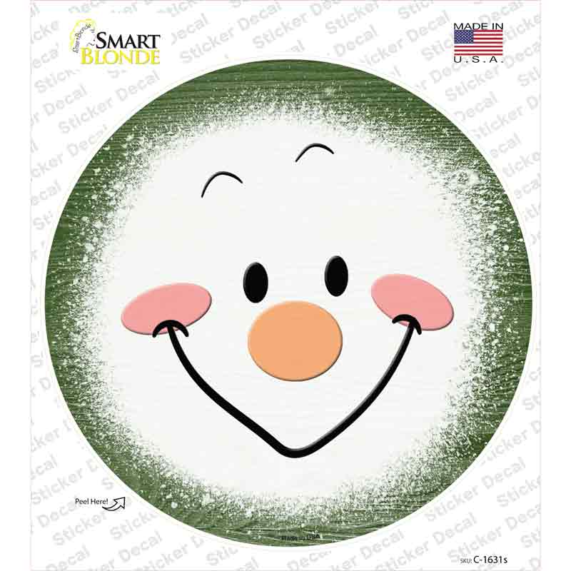 C-1631s-M Dark Green Snowman Face Novelty Circle Sticker Decal - Medium