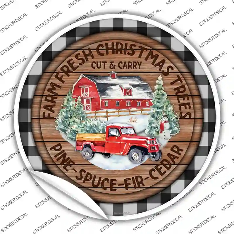 C-1653s-S Pine Spruce Fir Cedar Trees Novelty Circle Sticker Decal - Small