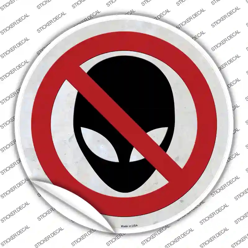 C-1657s-S No Aliens Novelty Circle Sticker Decal - Small
