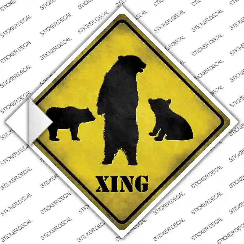 CX-023s-S Bears Xing Novelty Diamond Sticker Decal - Small