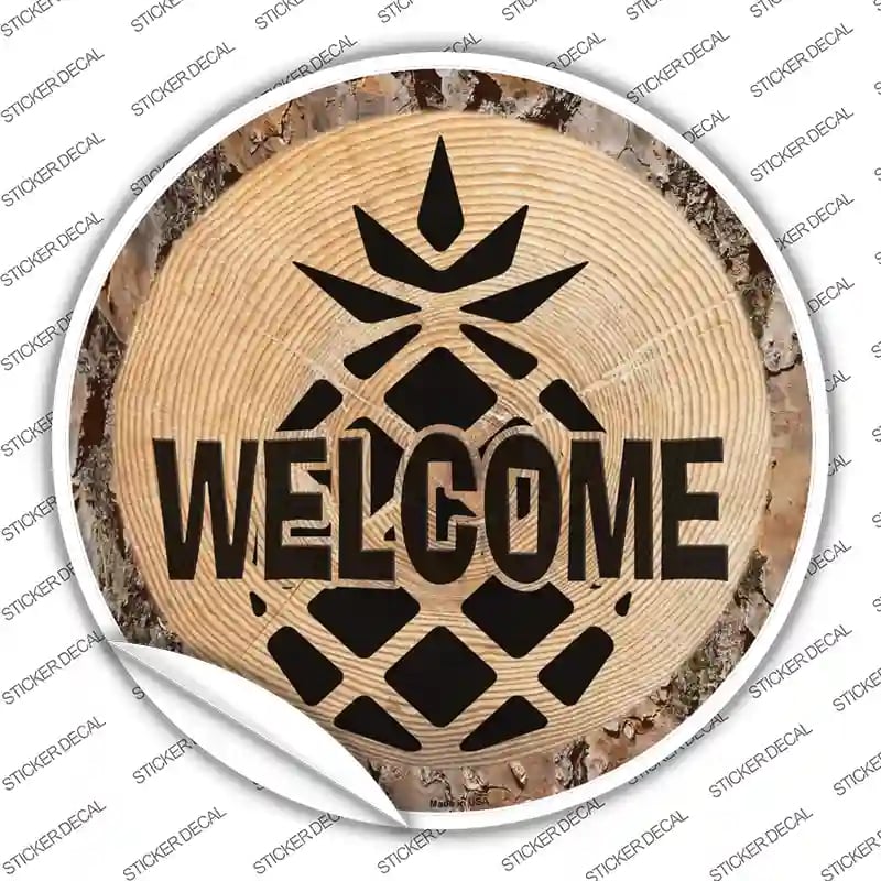 C-1400s-XL Welcome Pineapple Novelty Circle Sticker Decal - Extra Large