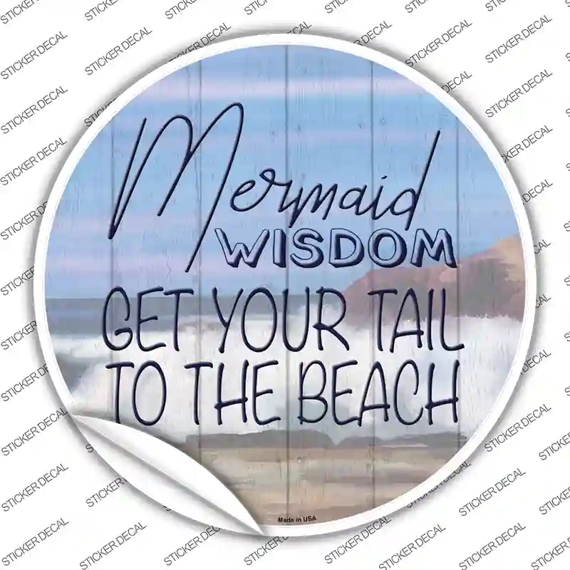 C-1408s-L Mermaid Wisdom Novelty Circle Sticker Decal - Large