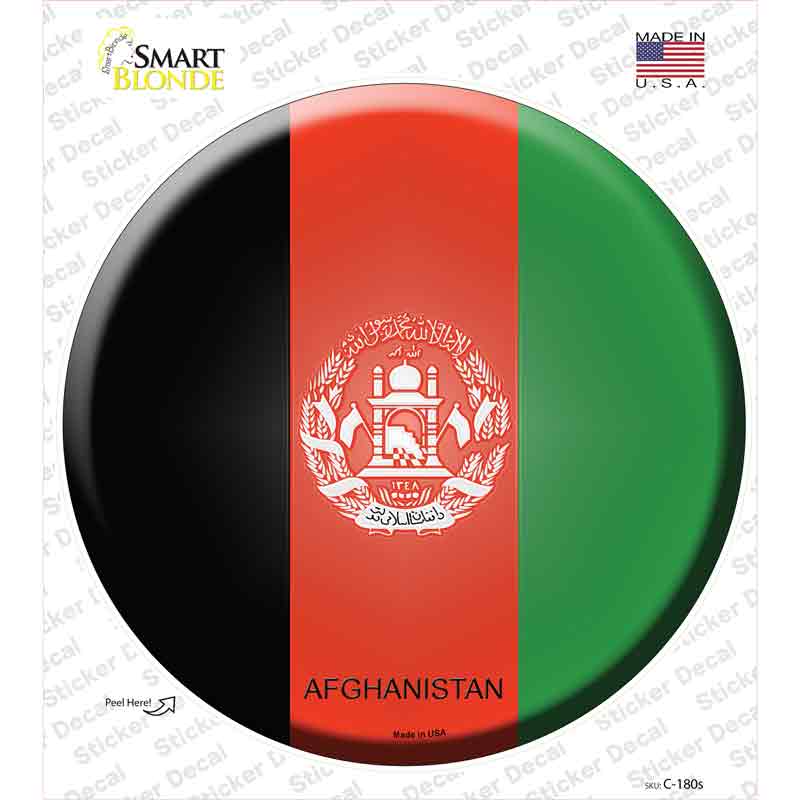 C-180s-M Afghanistan Country Novelty Circle Sticker Decal - Medium