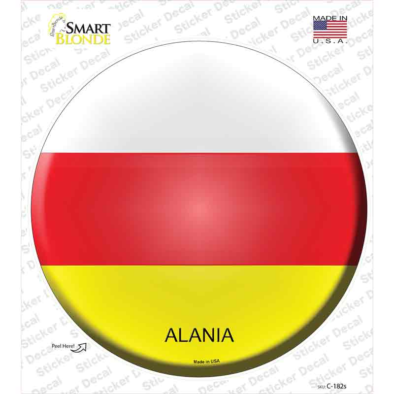 C-182s-M Alania Country Novelty Circle Sticker Decal - Medium
