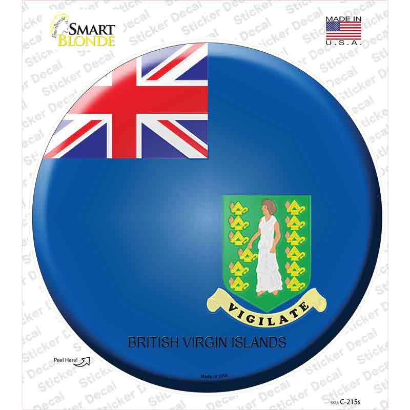 C-215s-M British Virgin Islands Country Novelty Circle Sticker Decal - Medium