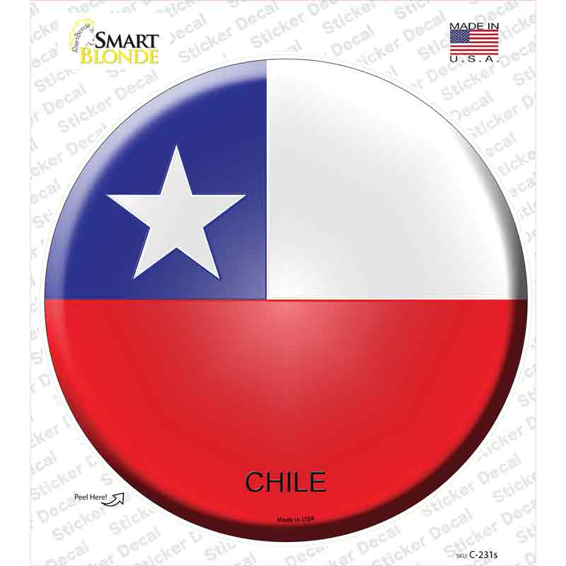 C-231s-M Chile Country Novelty Circle Sticker Decal - Medium