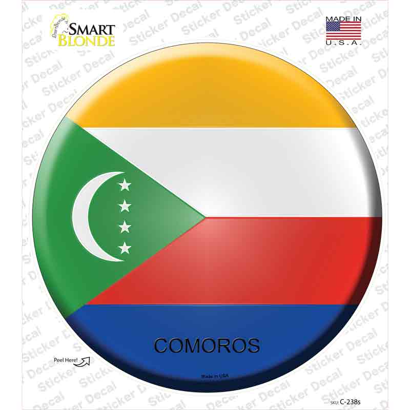 C-238s-M Comoros Country Novelty Circle Sticker Decal - Medium