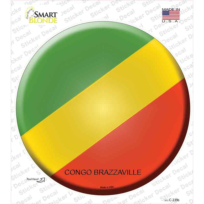C-239s-M Congo Brazzaville Country Novelty Circle Sticker Decal - Medium