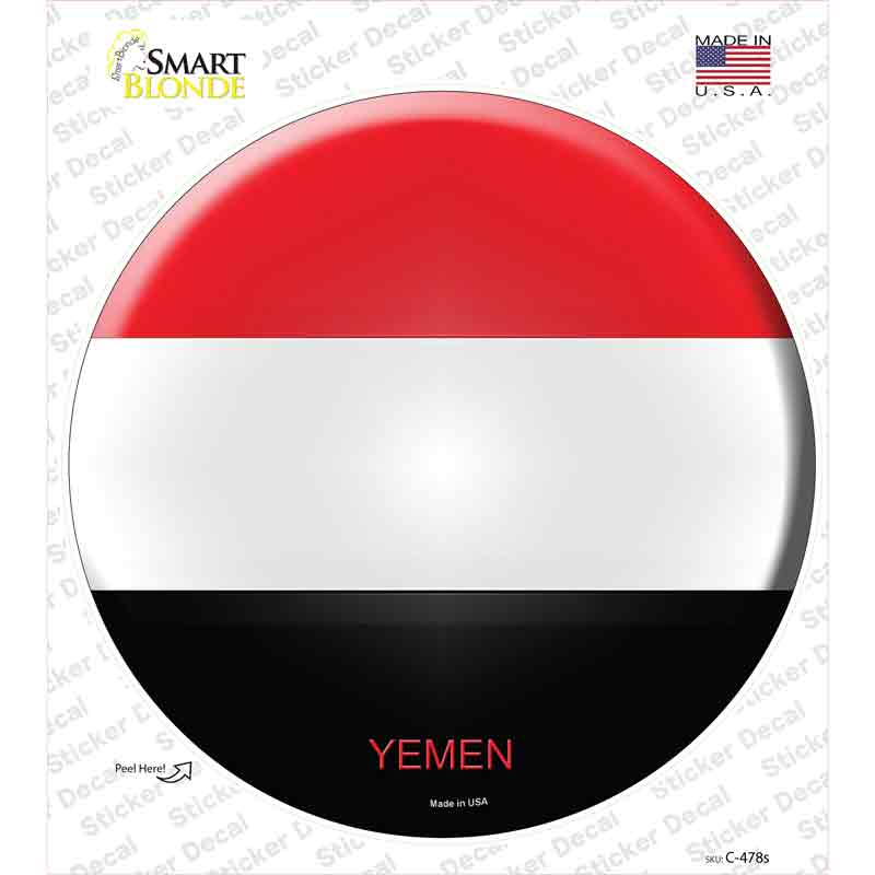 C-478s-M Yemen Country Novelty Circle Sticker Decal - Medium