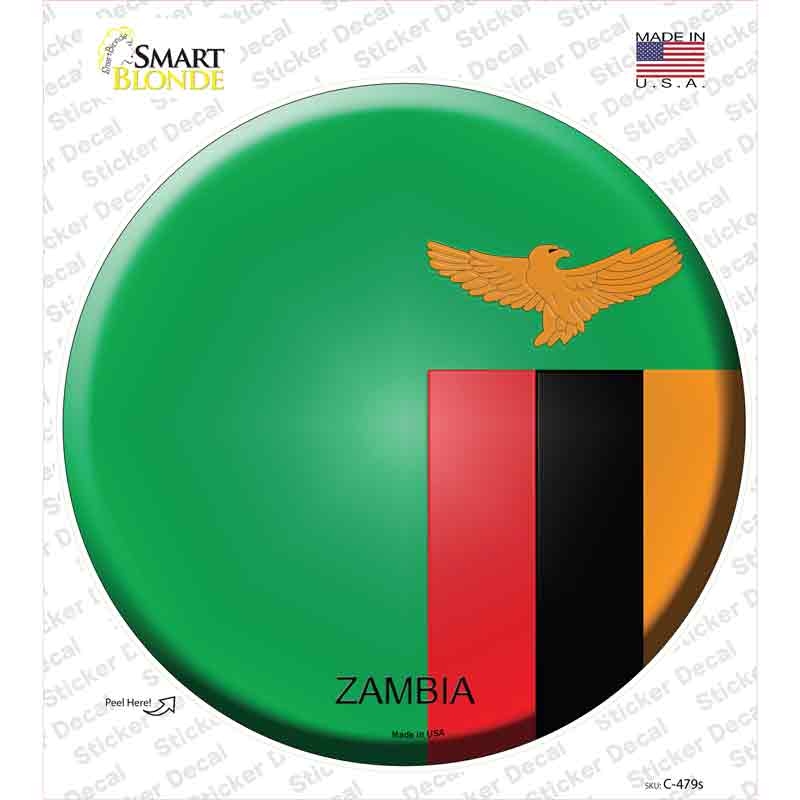 C-479s-M Zambia Country Novelty Circle Sticker Decal - Medium